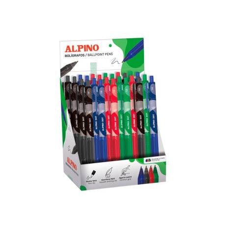 BOLIGRAFO MARCA ALPINO DOT TINTA ACEITE EXPOSITOR DE 24 UNIDADES COLORES SURTIDOS