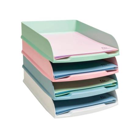 BANDEJA SOBREMESA MARCA EXACOMPTA AUTENTIK COMBO STYLI PLASTICO RECICLADO SET DE 4 UNIDADES COLORES SURTIDOS