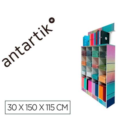 CUADERNO Y CARPETA MARCA ANTARTIK EXPOSITOR DE SUELO CARTON CON 169 UNIDADES 30X150X115 CM