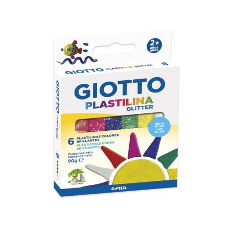 PLASTILINA MARCA GIOTTO GLITTER CAJA DE 6 UNIDADES COLORES SURTIDOS