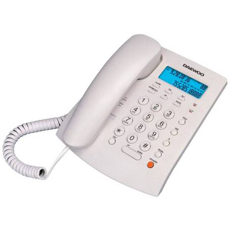TELEFONO MARCA DAEWOO SOBREMESA PANTALLA RETROILUMINADA MANOS LIBRES COLOR BLANCO