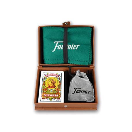 JUEGO CARTAS MARCA FOURNIER MUS DOBLE EN ESTUCHE POLIPIEL + TAPETE