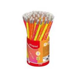 LAPIZ DE GRAFITO MARCA MAPED NEON CON GOMA HB BOTE DE 72 UNIDADES COLORES SURTIDOS