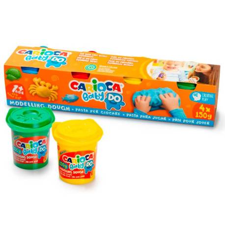 PASTA DE MODELAR MARCA CARIOCA BABY DO 150 ML CAJA DE 4 UNIDADES COLORES SURTIDOS