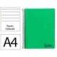 CUADERNO ESPIRAL MARCA LIDERPAPEL A4 WONDER TAPA PLASTICO 80H 90GR RAYADO HORIZONTAL CON MARGEN COLOR VERDE OSCURO