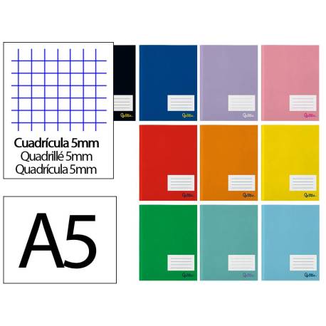 LIBRETA MARCA LIDERPAPEL SMART A5 PLUS 48 HOJAS 75G/M2 CUADRO 5MM CON MARGEN COLORES SURTIDO
