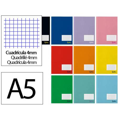 LIBRETA MARCA LIDERPAPEL SMART A5 PLUS 48 HOJAS 75G/M2 CUADRO 4MM CON MARGEN COLORES SURTIDO