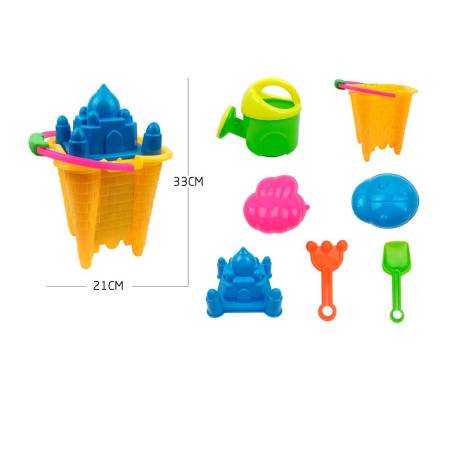 CUBO DE PLAYA MARCA AO ZHI PARA JUGAR CON LA ARENA SET 7 PIEZAS PALACIO