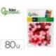 POMPONES DE COLORES MARCA LIDERPAPEL 1,5 CM TONALIDADES ROJAS BOLSA CON 80 UNIDADES