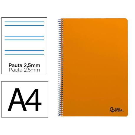 CUADERNO ESPIRAL MARCA LIDERPAPEL DIN A4 SMART TAPA BLANDA 80H 75GR PAUTA 3,5MM CON MARGEN COLOR NARANJA