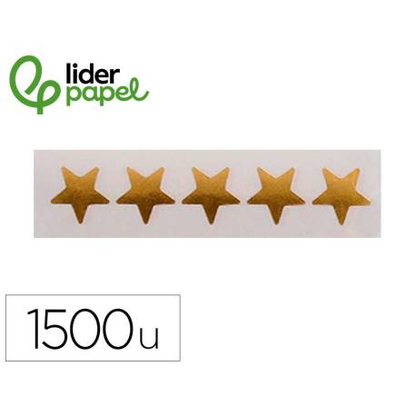 GOMETS MARCA LIDERPAPEL AUTOADHESIVO S ESTRELLAS DORADAS 20 MM 1500 UNIDADES EN CAJA DE CARTON
