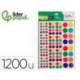GOMETS MARCA LIDERPAPEL AUTOADHESIVO CIRCULOS COLORES Y TAMAÑOS SURTIDOS BOLSA DE 10 HOJAS 1200 UNIDADES