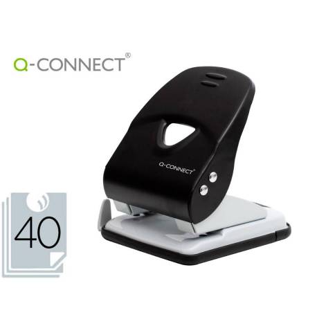 TALADRADOR MARCA Q-CONNECT KF14221 2 TALADROS COLOR NEGRO ABERTURA 3,5 MM CAPACIDAD 40 HOJAS