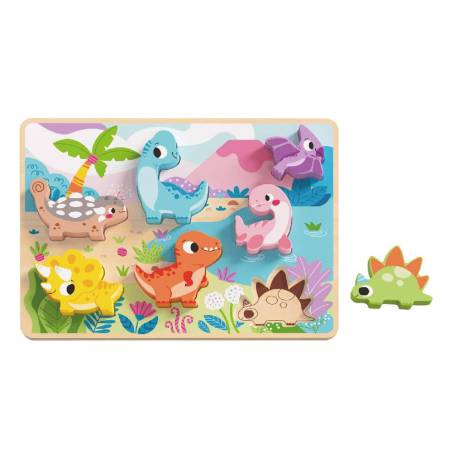 PUZLE INFANTIL MARCA IMAGINOVO MADERA 3D DINOSAURIOS +12 MESES 8 PIEZAS 29,5X22X1,7CM