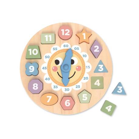 JUEGO INFANTIL MARCA IMAGINOVO MADERA RELOJ +3 AÑOS 13 PIEZAS 29X29X3,5CM