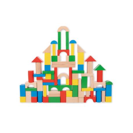 JUEGO INFANTIL MARCA IMAGINOVO MADERA CONSTRUCCION DE BLOQUES +12 MESES 100 PIEZAS 29X29X3,5CM