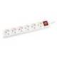 REGLETA MARCA Q-CONNECT 6 TOMAS DE CORRIENTE CON INTERRUPTOR LONGITUD CABLE 1,5 MT COLOR BLANCO