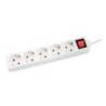 REGLETA MARCA Q-CONNECT 5 TOMAS DE CORRIENTE CON INTERRUPTOR LONGITUD CABLE 1,5 MT COLOR BLANCO