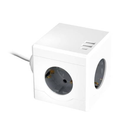 REGLETA MARCA Q-CONNECT DE CUBO ENCHUFE MULTIPLE POWER CUBE 6 EN 1 CABLE DE 1,4MT 3 TOMAS DE CORRIENTE+2 USB+1 USB C