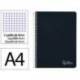 CUADERNO ESPIRAL MARCA LIDERPAPEL DIN A4 WITTY TAPA DURA 80H 90GR CUADRO 4MM CON MARGEN COLOR NEGRO