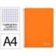 CUADERNO ESPIRAL MARCA LIDERPAPEL DIN A4 WITTY TAPA DURA 80H 90GR CUADRO 4MM CON MARGEN COLOR NARANJA