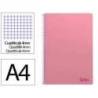 CUADERNO ESPIRAL MARCA LIDERPAPEL DIN A4 SMART TAPA BLANDA 80H 75GR CUADRO 4MM CON MARGEN COLOR ROSA