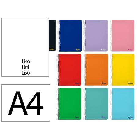 CUADERNO ESPIRAL MARCA LIDERPAPEL DIN A4 SMART TAPA BLANDA 80H 75GR LISO SIN MARGEN COLORES SURTIDOS