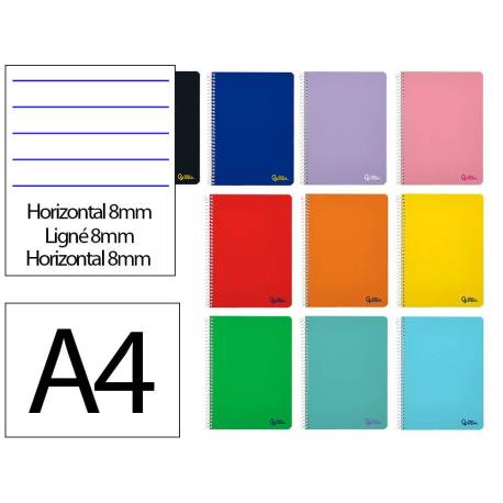 CUADERNO ESPIRAL MARCA LIDERPAPEL DIN A4 SMART TAPA BLANDA 80H 75GR HORIZONTAL 8MM CON MARGEN COLORES SURTIDOS