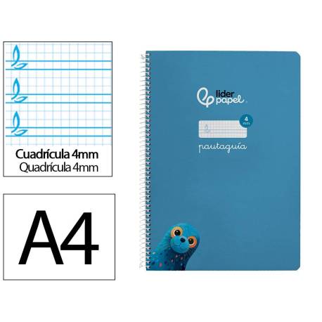 CUADERNO ESPIRAL MARCA LIDERPAPEL DIN A4 PAUTAGUIA TAPA DURA 80H 90 GR CUADRO PAUTADO 4MM COLOR AZUL