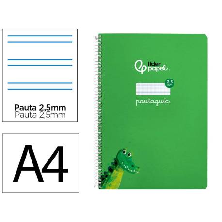 CUADERNO ESPIRAL MARCA LIDERPAPEL DI N A4 PAUTAGUIA TAPA BLANDA 80H 75 GR CUADRO PAUTADO 2,5MM COLOR VERDE
