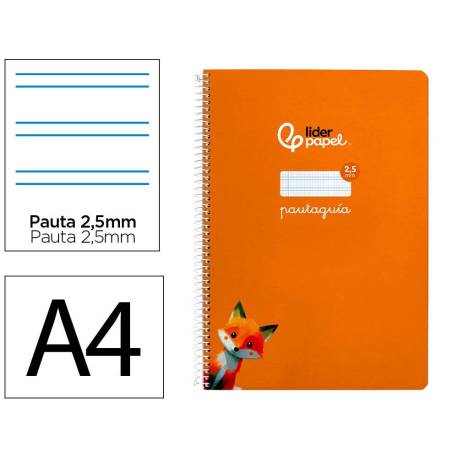 CUADERNO ESPIRAL MARCA LIDERPAPEL DI N A4 PAUTAGUIA TAPA BLANDA 80H 75 GR CUADRO PAUTADO 2,5MM COLOR NARANJA