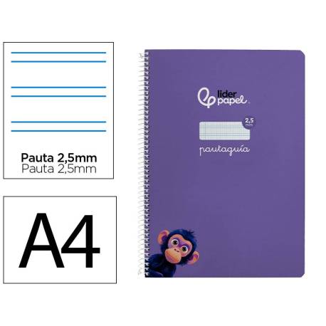 CUADERNO ESPIRAL MARCA LIDERPAPEL DIN A4 PAUTAGUIA TAPA BLANDA 80H 75 GR CUADRO PAUTADO 2,5MM COLOR LILA