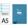 CUADERNO ESPIRAL MARCA LIDERPAPEL DI N A5 PAUTAGUIA TAPA DURA 80H 90 GR CUADRO PAUTADO 5MM COLOR AZUL