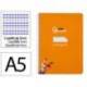 CUADERNO ESPIRAL MARCA LIDERPAPEL DI N A5 PAUTAGUIA TAPA DURA 80H 90 GR CUADRO PAUTADO 3MM COLOR NARANJA