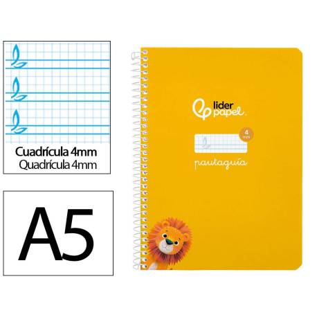 CUADERNO ESPIRAL MARCA LIDERPAPEL DI N A5 PAUTAGUIA TAPA BLANDA 40H 75 GR CUADRO PAUTADO 4MM COLOR AMARILLO