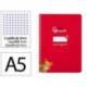 CUADERNO ESPIRAL MARCA LIDERPAPEL DI N A5 PAUTAGUIA TAPA BLANDA 40H 75 GR CUADRO PAUTADO 3MM COLOR ROJO