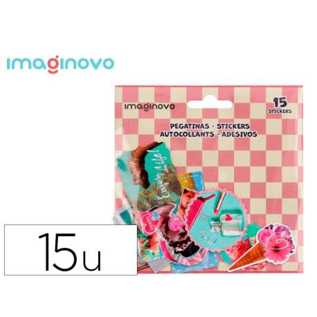 PEGATINAS MARCA IMAGINOVO GOOD VIBES DISEÑOS SURTIDOS PARA ORDENADOR 145X140 MM EN BLISTER