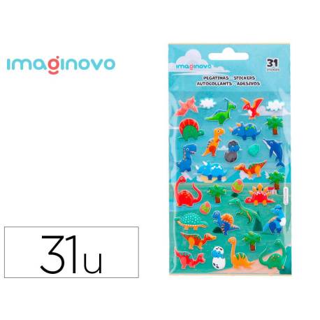 PEGATINAS IMAGINOVO KIDS DINOSAURIOS GOMA EVA 190X105 MM EN BLISTER