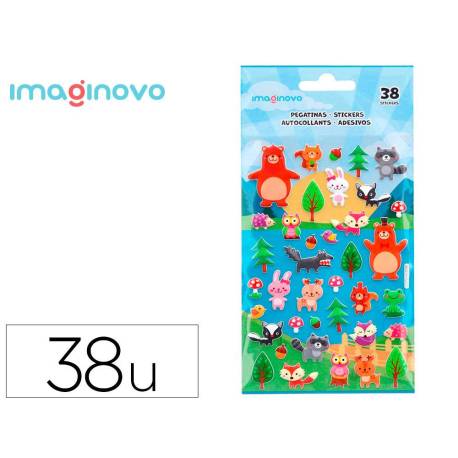 PEGATINAS MARCA IMAGINOVO CUTE ANIMALES BOSQUE CON RELIEVE 190X105 MM EN BLISTER