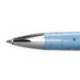 BOLIGRAFO MARCA BELIUS BELLA ALUMINIO COLOR AZUL CELESTE DISEÑO PLATEADO RELIEVE TINTA AZUL CAJA DE DISEÑO