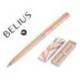 BOLIGRAFO MARCA BELIUS ROSE ALUMINIO COLOR BEIGE CLARO ORO ROSA TINTA AZUL CAJA DE DISEÑO