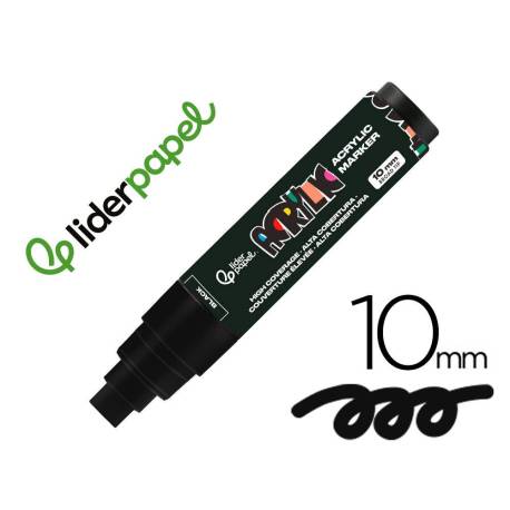 ROTULADOR MARCA LIDERPAPEL ACRYLIC BASE AGUA TODO TIPO DE SUPERFICIE PUNTA RECTANGULAR 10 MM NEGRO