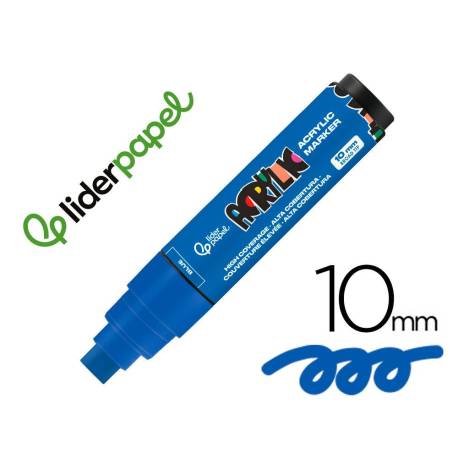 ROTULADOR MARCA LIDERPAPEL ACRYLIC BASE AGUA TODO TIPO DE SUPERFICIE PUNTA RECTANGULAR 10 MM AZUL