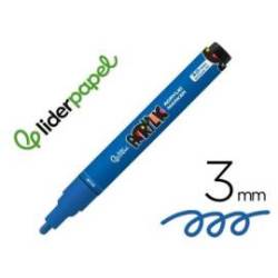 ROTULADOR MARCA LIDERPAPEL ACRYLIC BASE AGUA TODO TIPO DE SUPERFICIE PUNTA REDONDA 3 MM AZUL