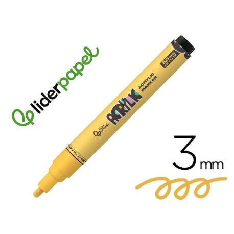 ROTULADOR MARCA LIDERPAPEL ACRYLIC BASE AGUA TODO TIPO DE SUPERFICIE PUNTA REDONDA 3 MM AMARILLO CLARO