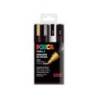ROTULADOR MARCA UNI POSCA PC-5M/4C MARCADOR DE PINTURA PUNTA CONICA 1,8-2,5 MM GSWB ESTUCHE DE 4 UNIDADES