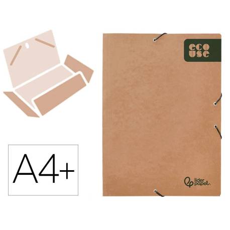 CARPETA MARCA LIDERPAPEL GOMAS DIN A4+ COLOR KRAFT MARRON CARTULINA
