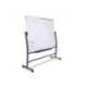 Pizarra blanca rocada vitrificada magnetica con soporte volteable doble cara 90x120 cm