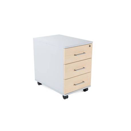 CAJONERA MARCA ROCADA CON TRES CAJONES SERIE STORE 58X40X59,5 CM ACABADO AB01 ALUMINIO/HAYA