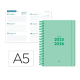 Agenda escolar liderpapel 25-2 6 espiral basic verde menta semana vista a5 bilingüe papel fsc 70 gr.